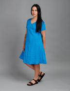 KIMBERLY Linen dress | Caribbean blue