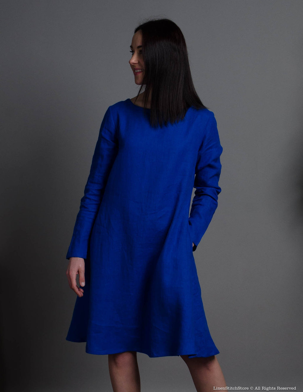 VERONICA Linen dress | Deep blue