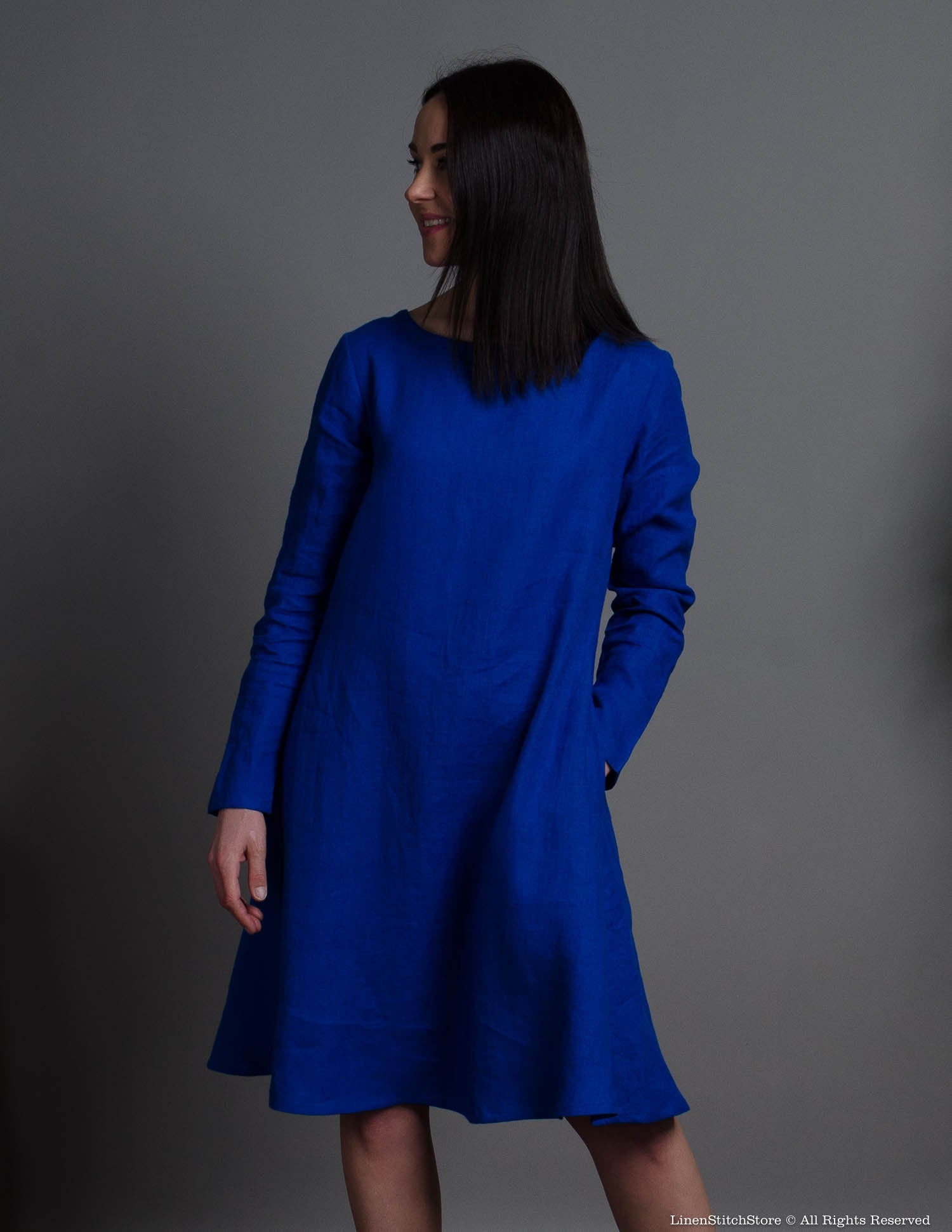VERONICA Linen dress | Deep blue