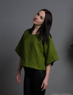 MARTHA Oversized linen tunic | Olive