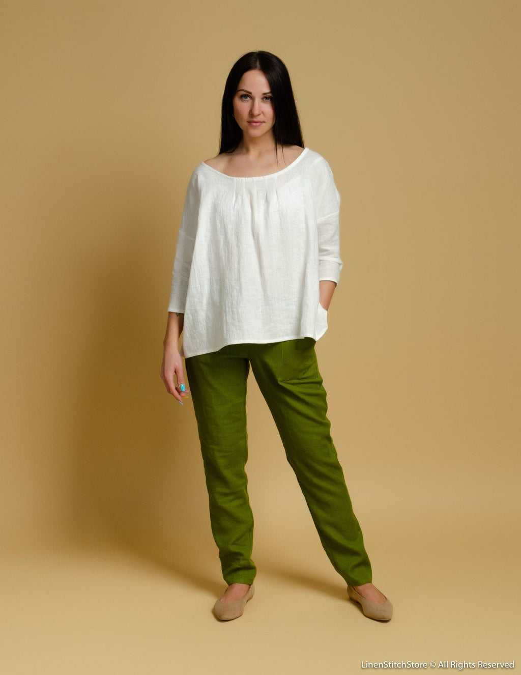 LUCIA oversized linen top | White