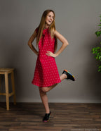 BRITNEY Linen dress | Raspberry dots