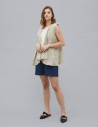 SUNY Linen vest | Natural dots