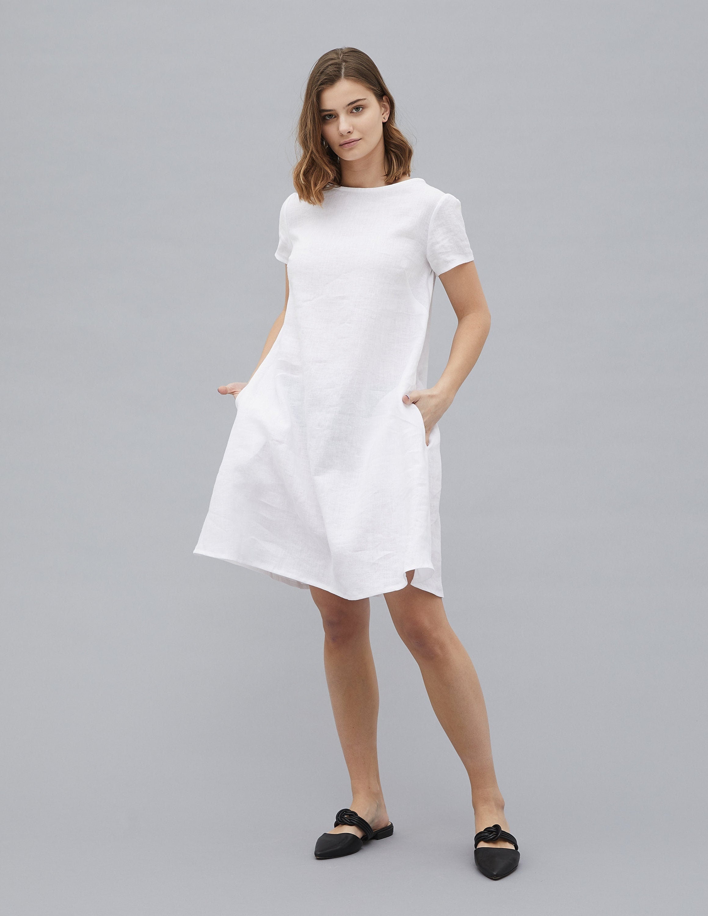 MEGHAN Linen dress | White