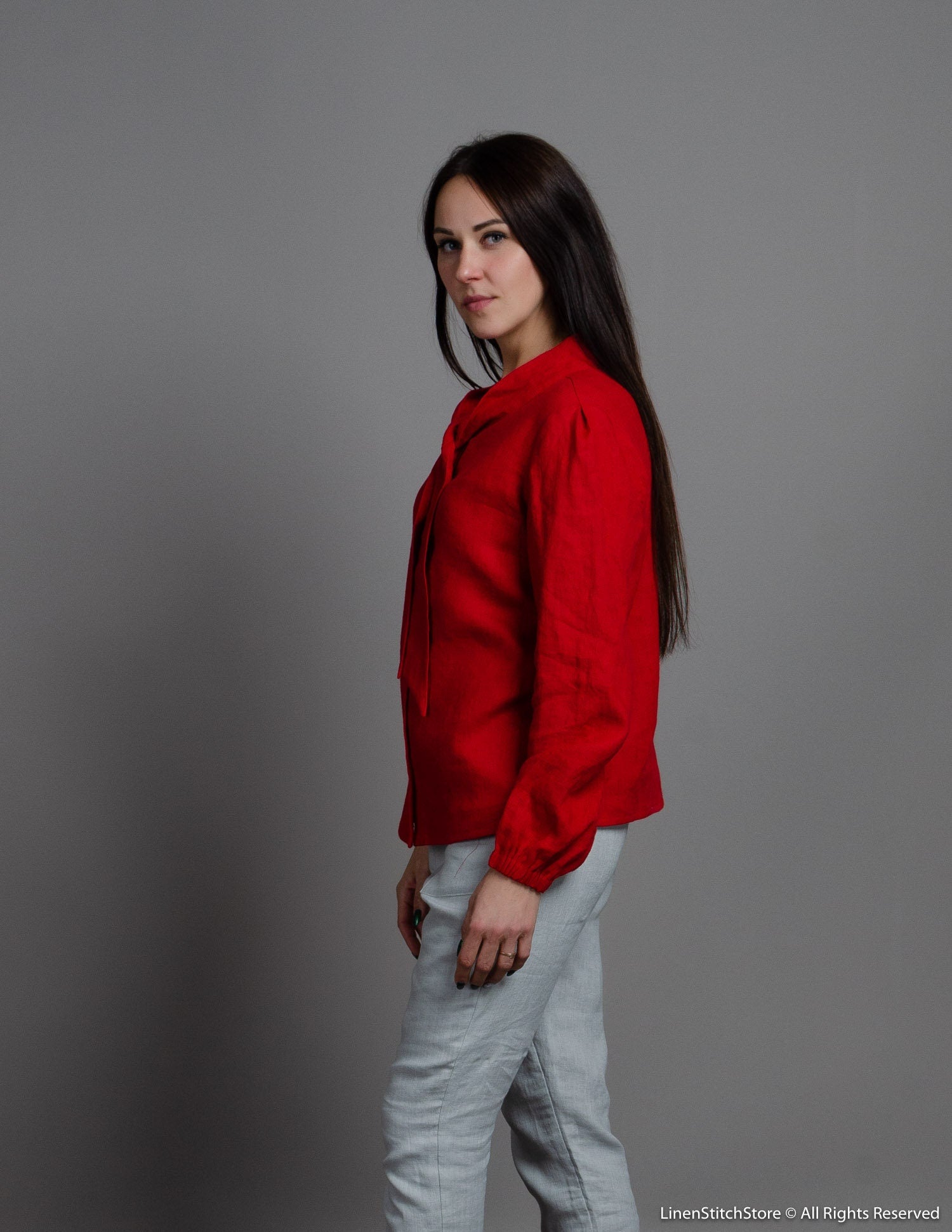 JOLENE Linen blouse " Bright red