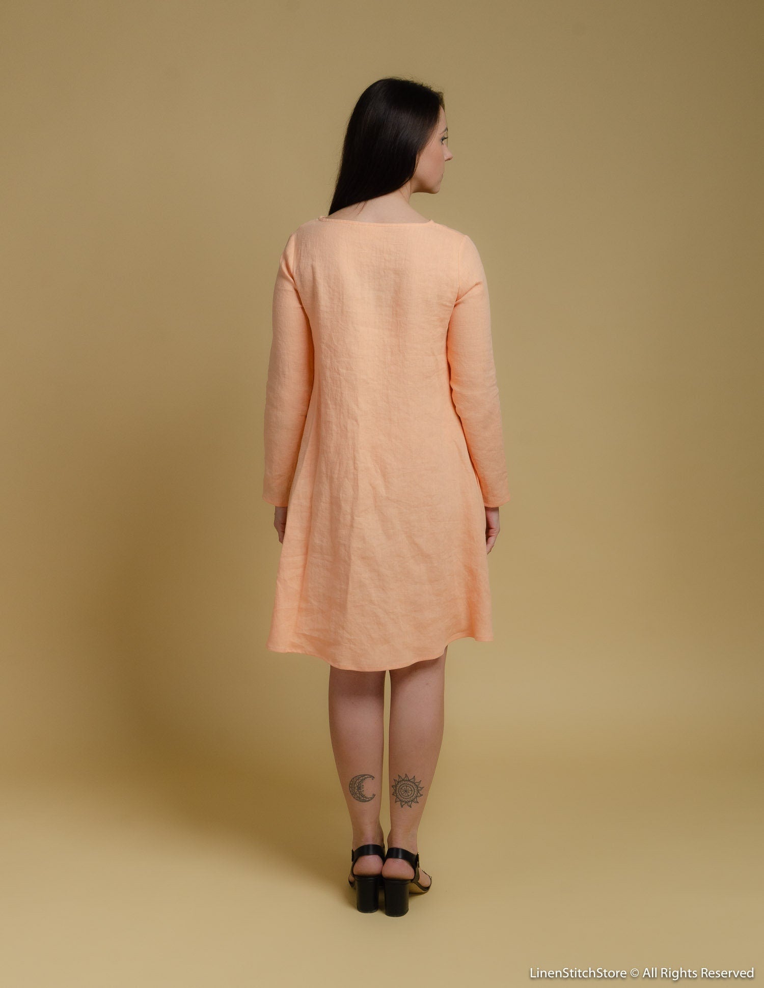 VERONICA Linen dress | Peach
