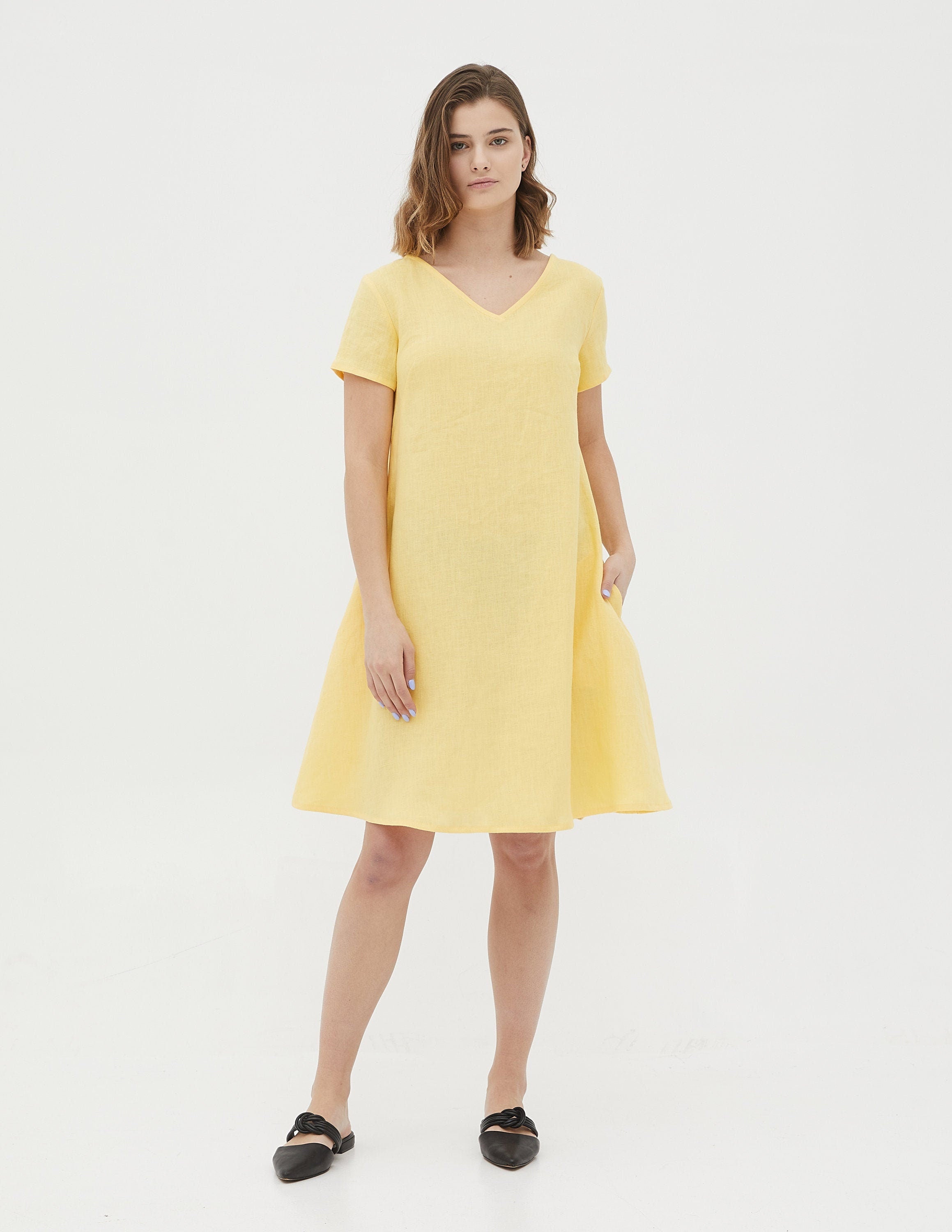 KIMBERLY Linen dress | Yellow
