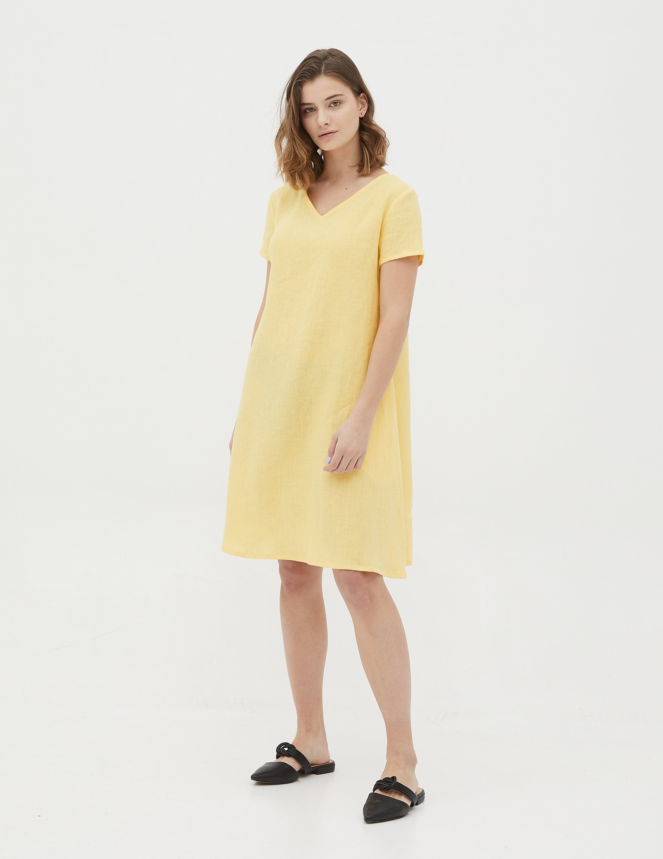 KIMBERLY Linen dress | Yellow