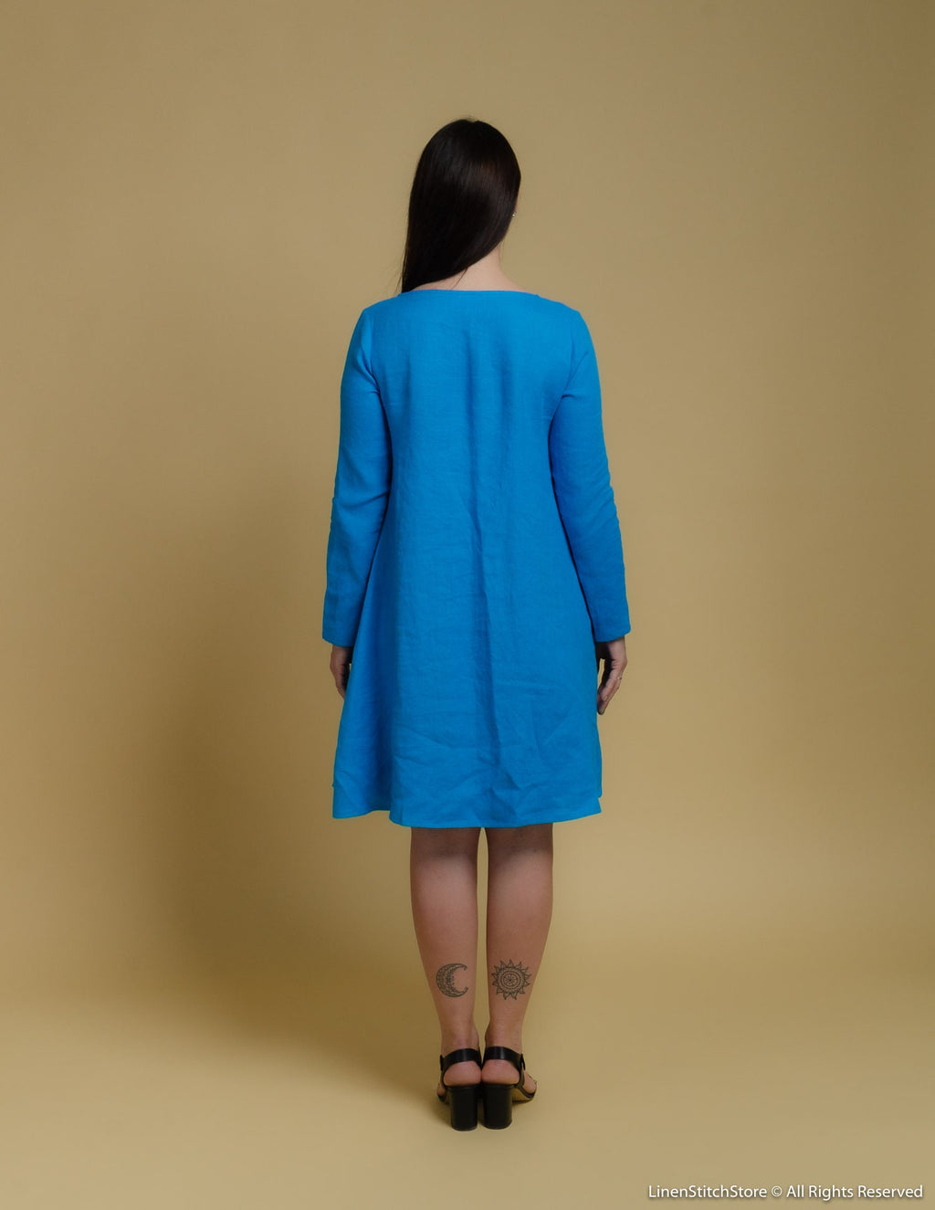 VERONICA Linen dress | Caribbean blue