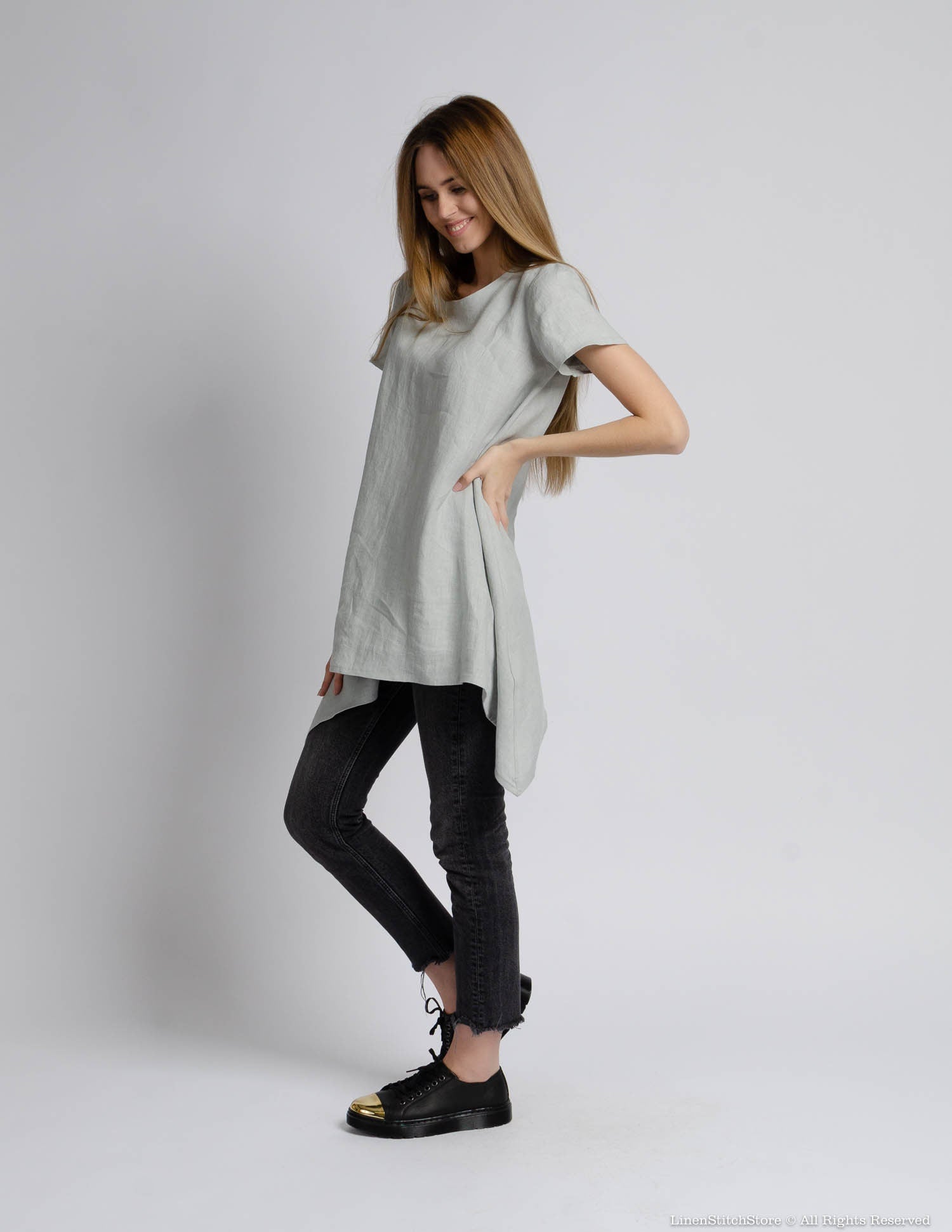LINDA Linen tunic | Light grey