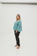 LUCIA oversized linen top | Electric blue
