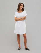 SANDRA White short sleeve linen summer dress