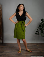 MILANA  Wrap linen skirt | Olive