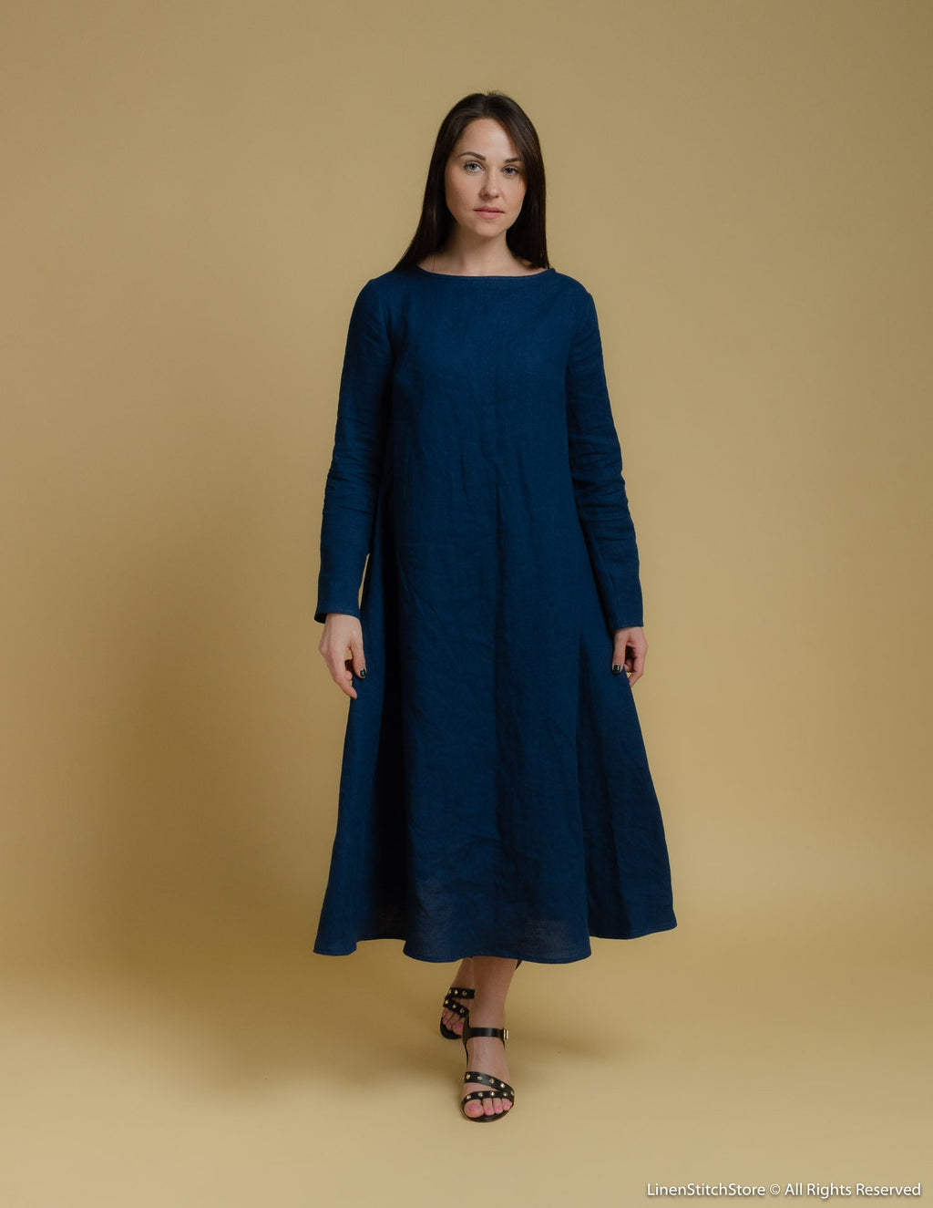 SARAH  Linen dress | Navy blue