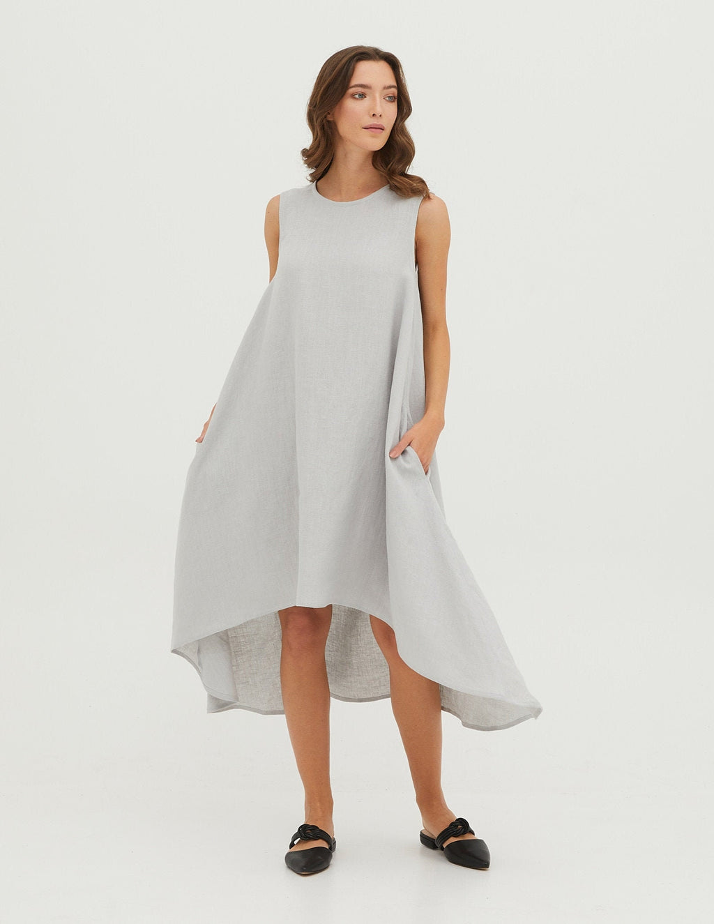 FLORA Linen dress |Light grey