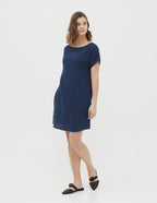 SANDRA Navy blue linen summer dress