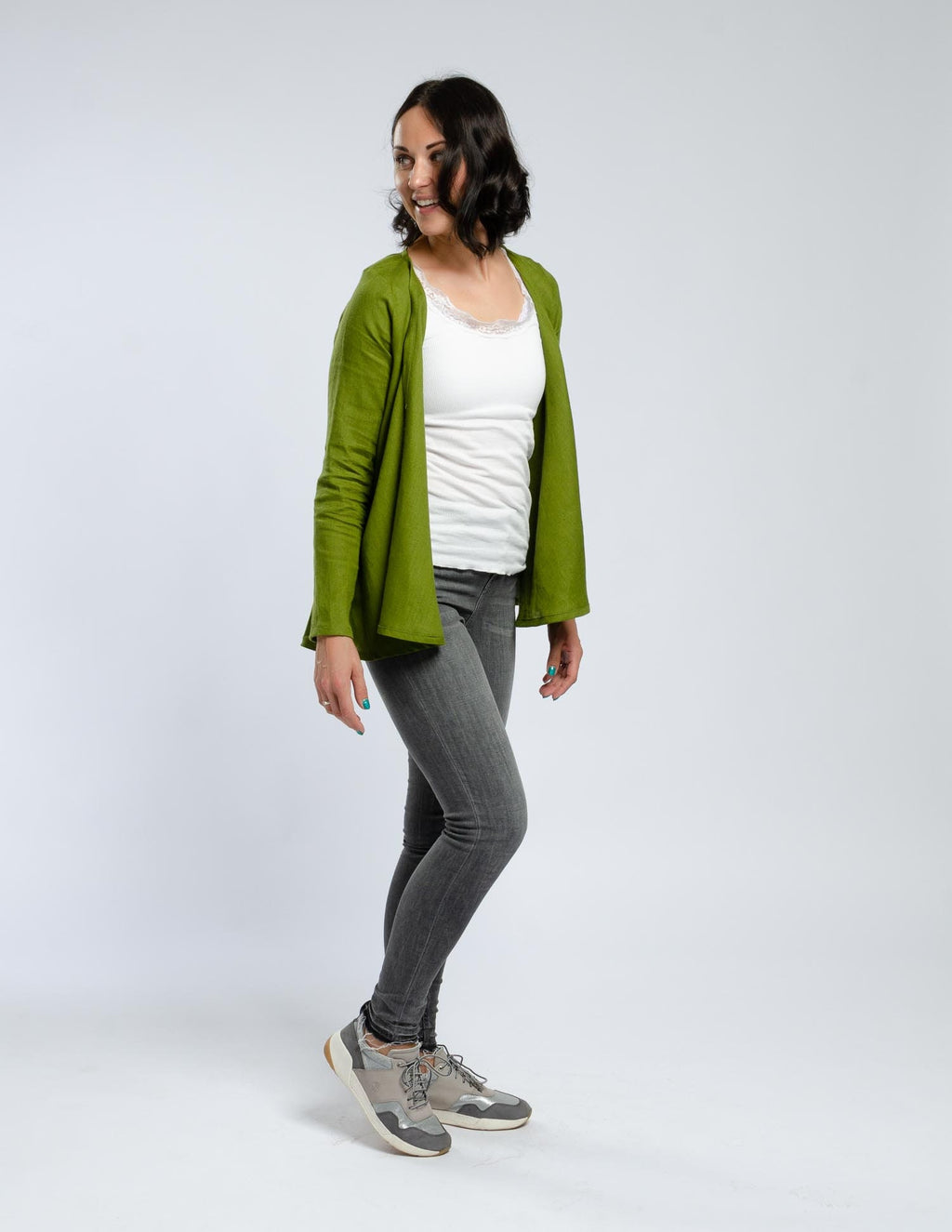 DENICE Wrap linen jacket | Olive