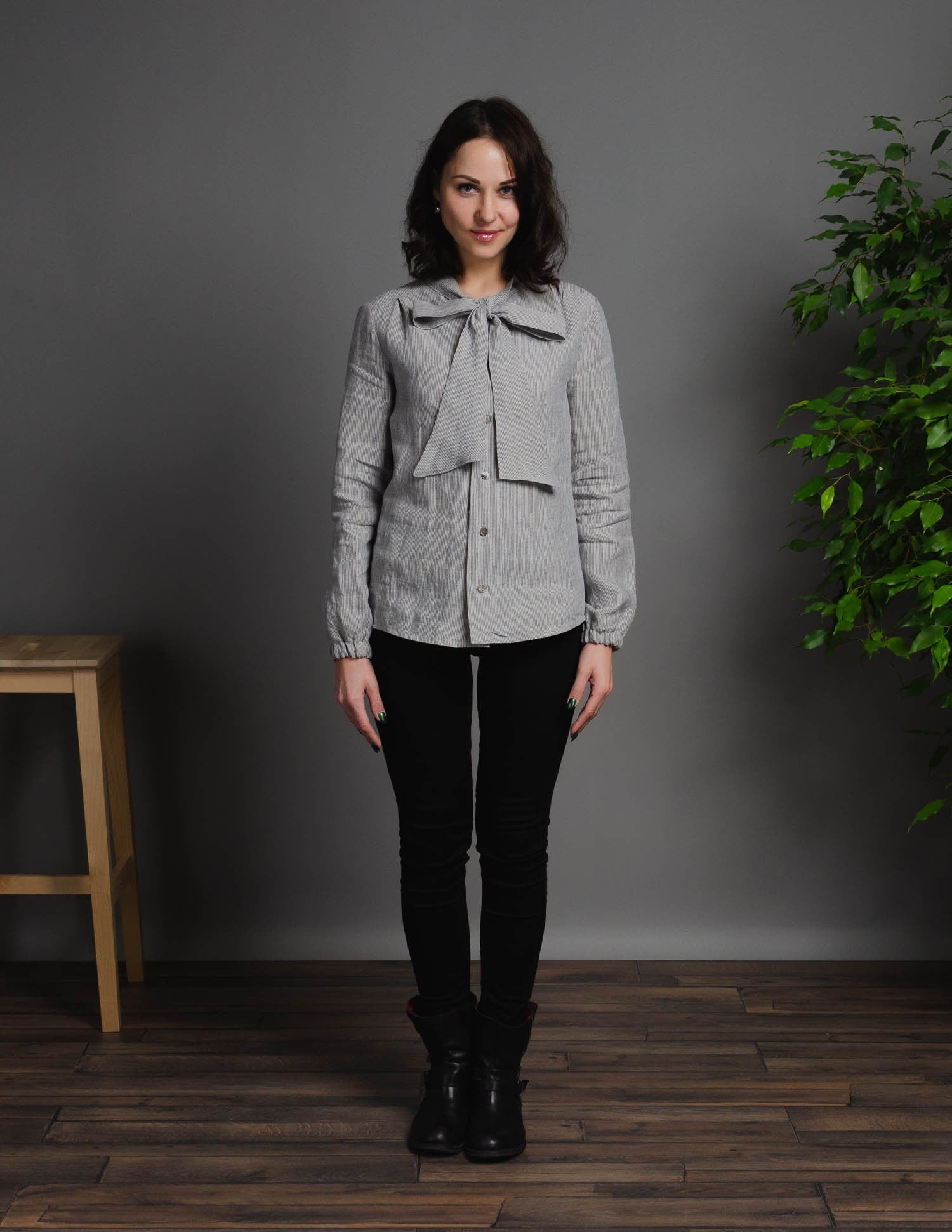 FIONA Linen blouse | Navy stripes