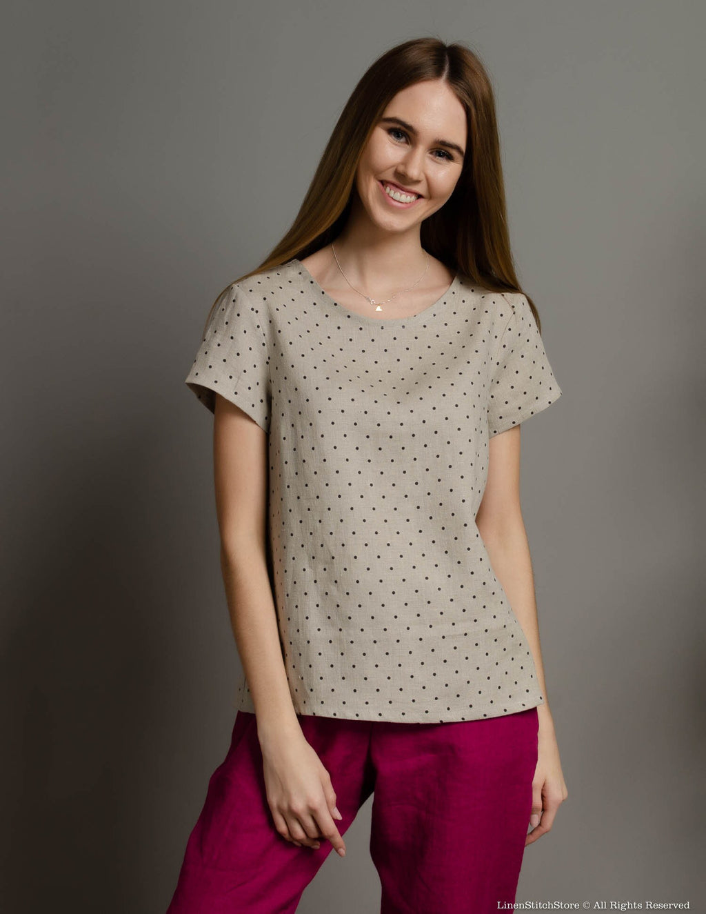 IEVA Linen top | Natural dots