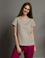 IEVA Linen top | Natural dots