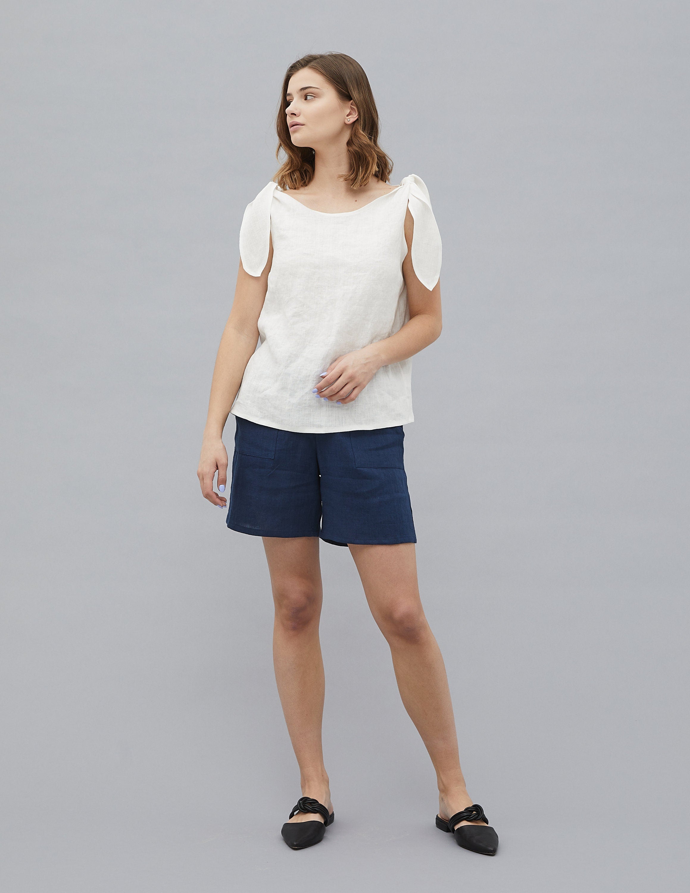 OLIVIA linen top | Ivory
