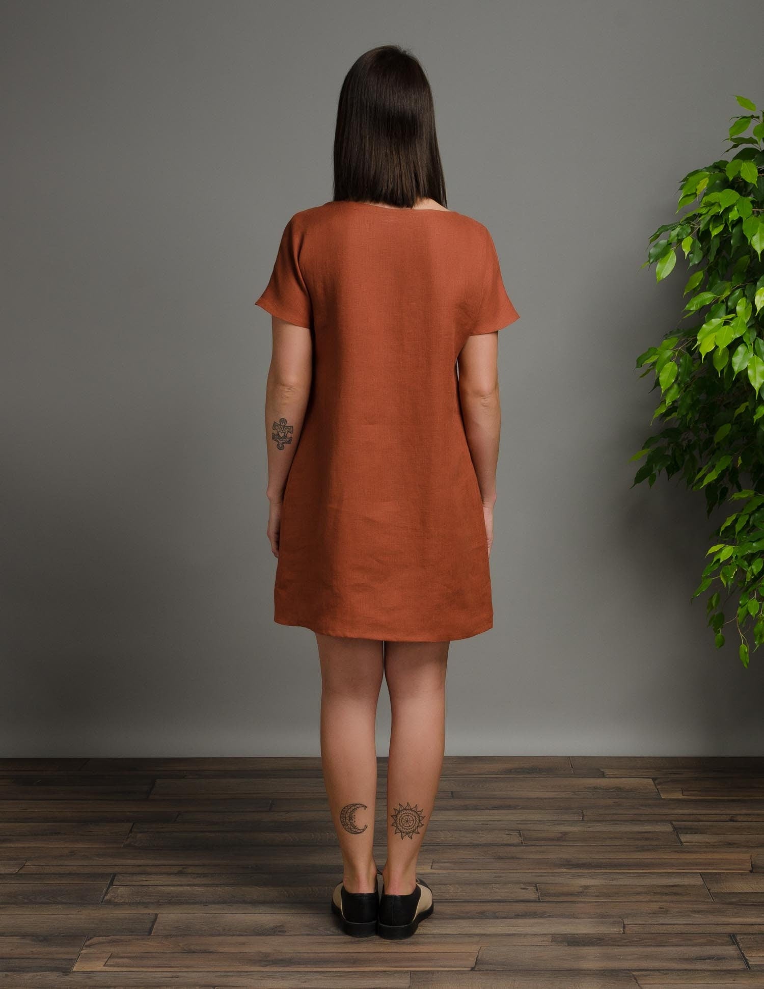 SANDRA Linen dress | Hazelnut brown