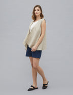 SUNY Linen vest | Natural dots