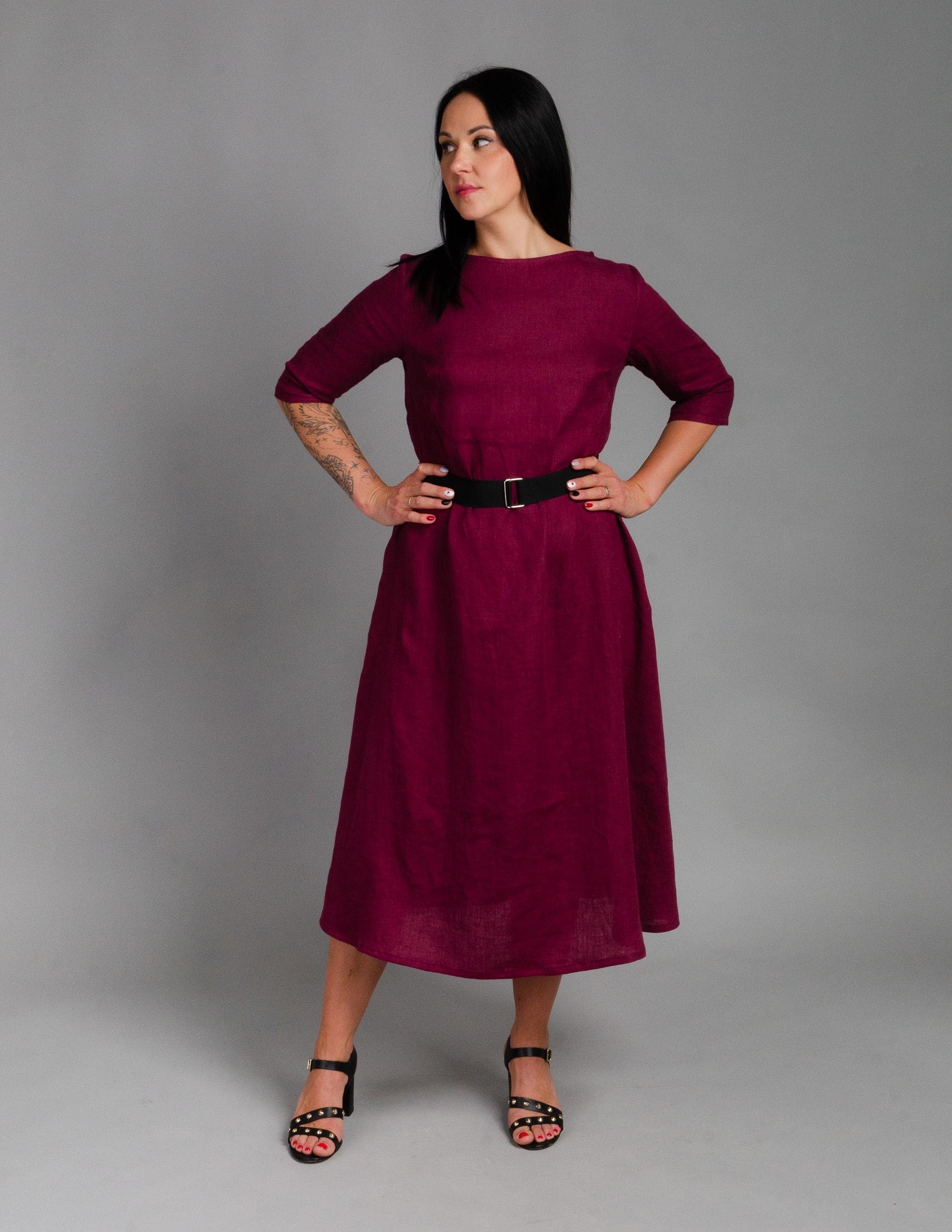 BERTA Linen dress | Marsala