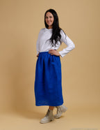 VALERIA  linen skirt | Deep blue