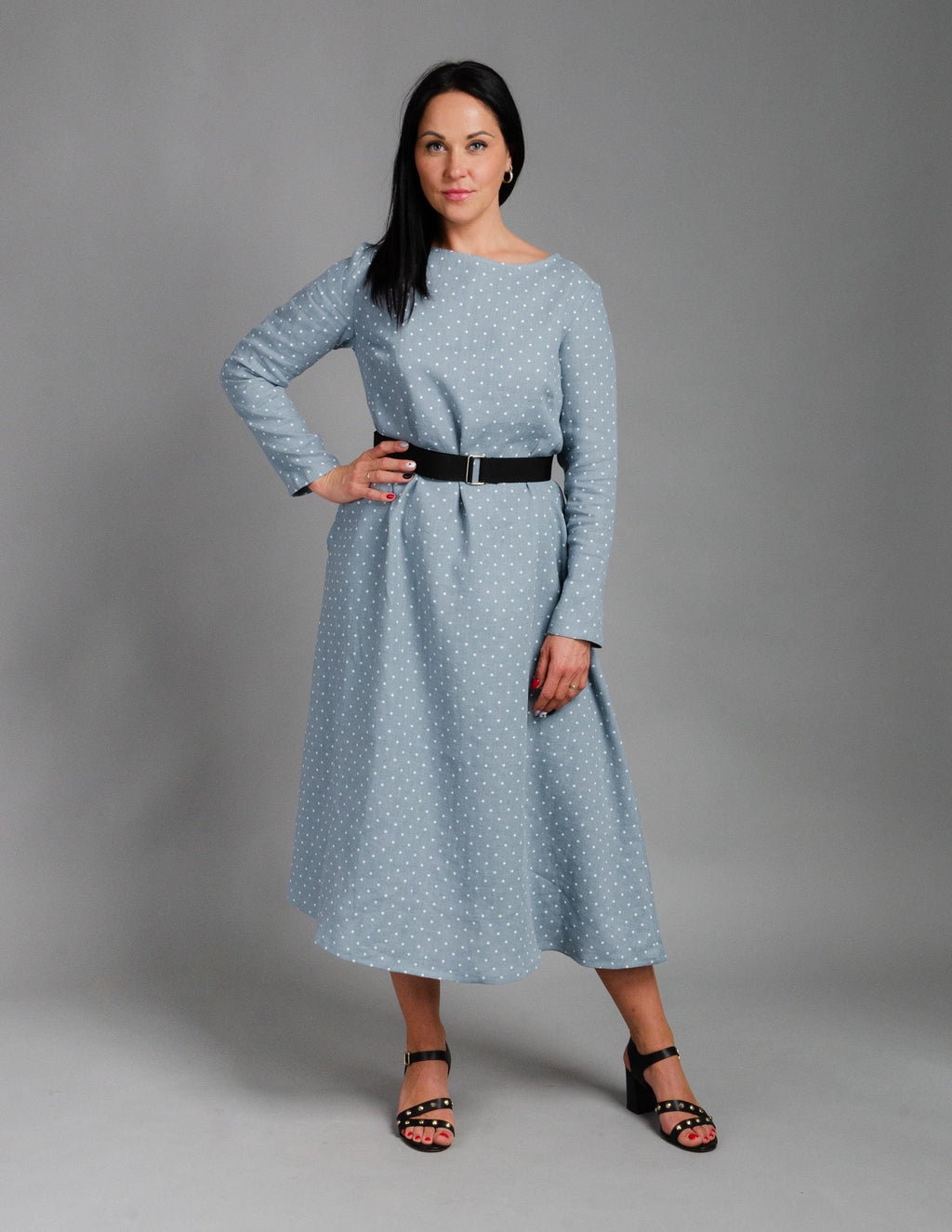SARAH linen dress | Electric dots