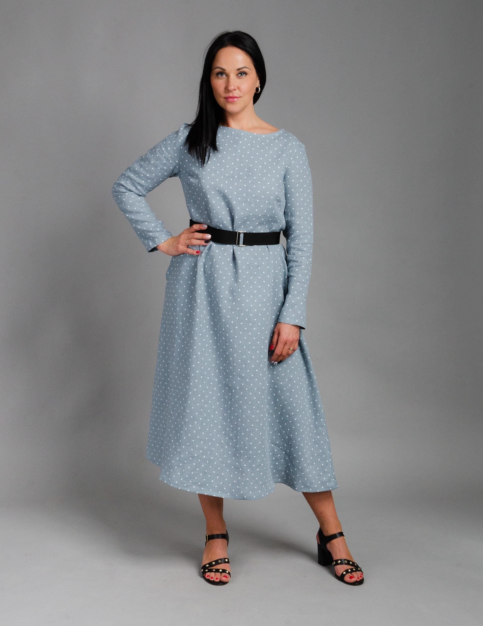 SARAH linen dress | Electric dots