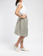 LILIA Linen skirt | Grey stripes