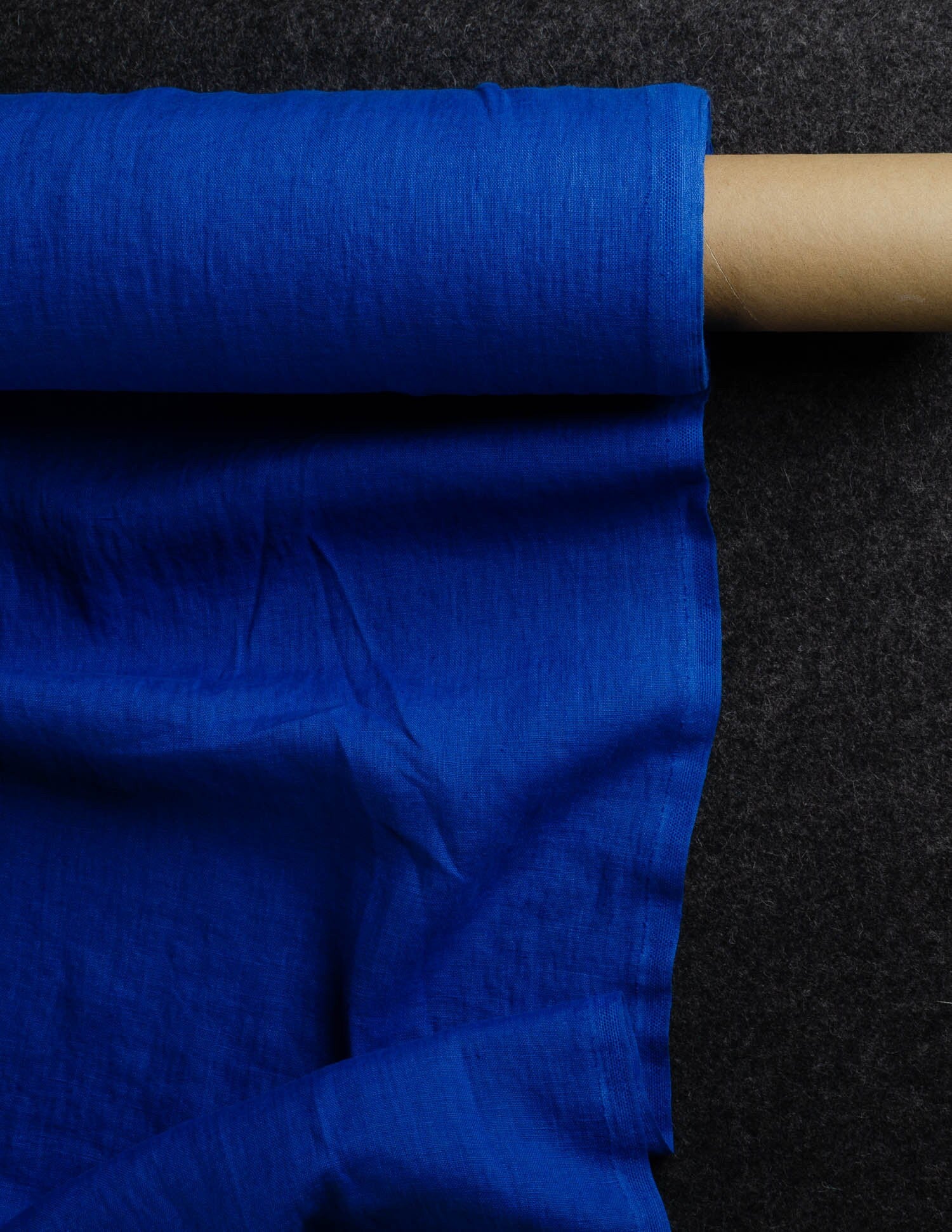 Deep blue medium weight linen fabric