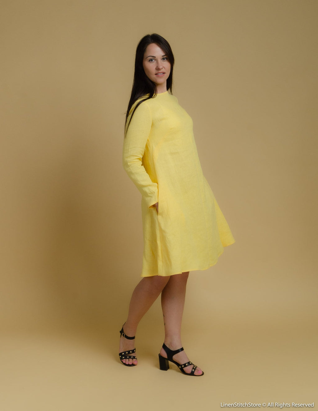 VERONICA Linen dress | Yellow