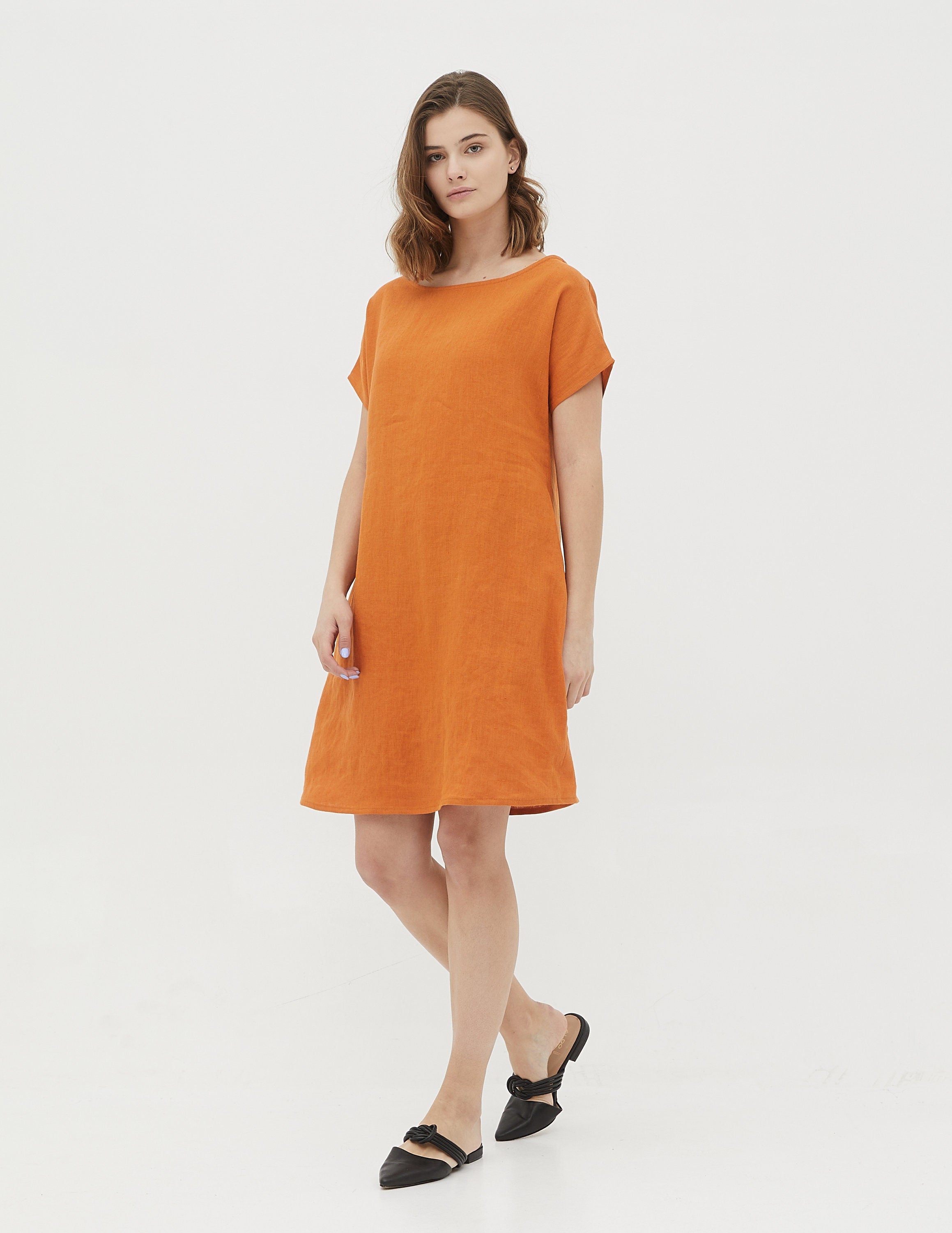 SANDRA Linen dress | Terracotta