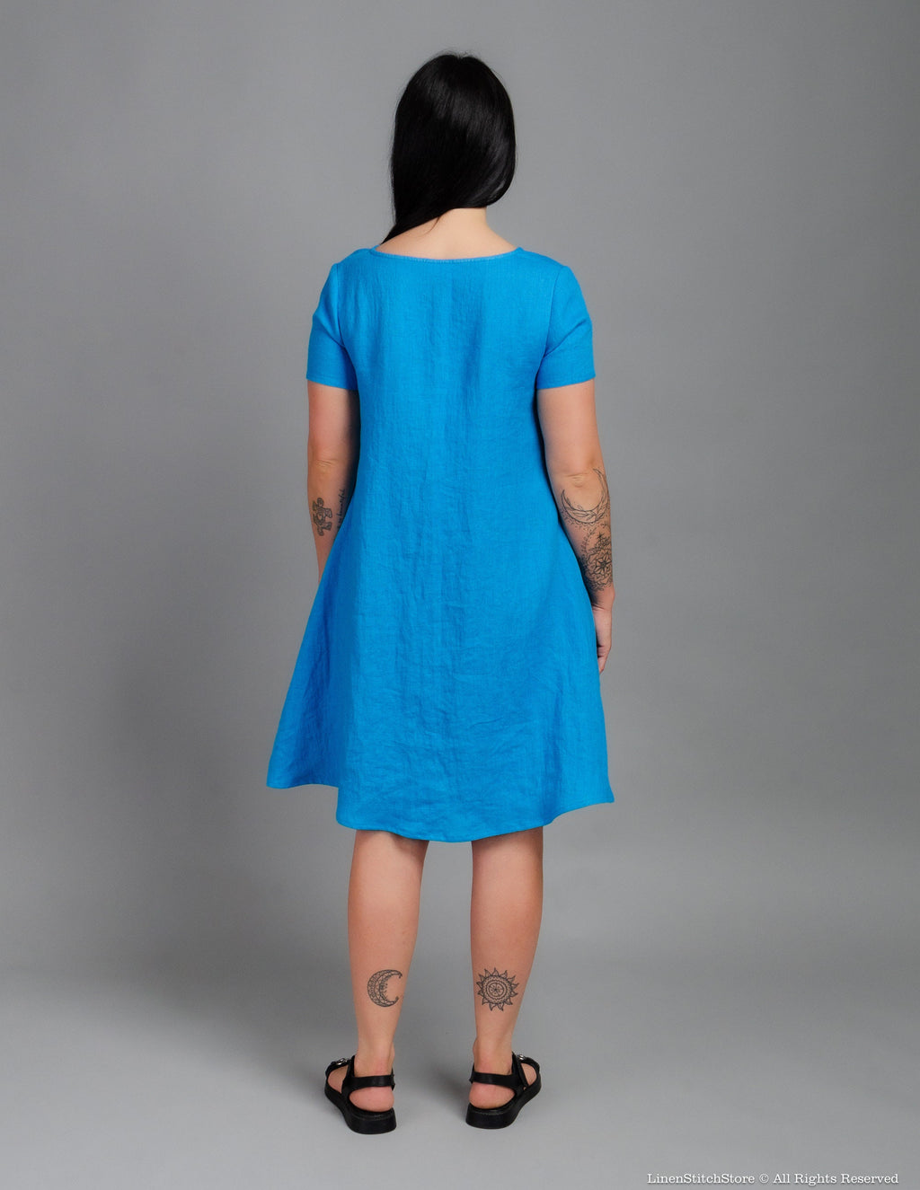 KIMBERLY Linen dress | Caribbean blue