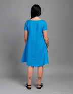KIMBERLY Linen dress | Caribbean blue