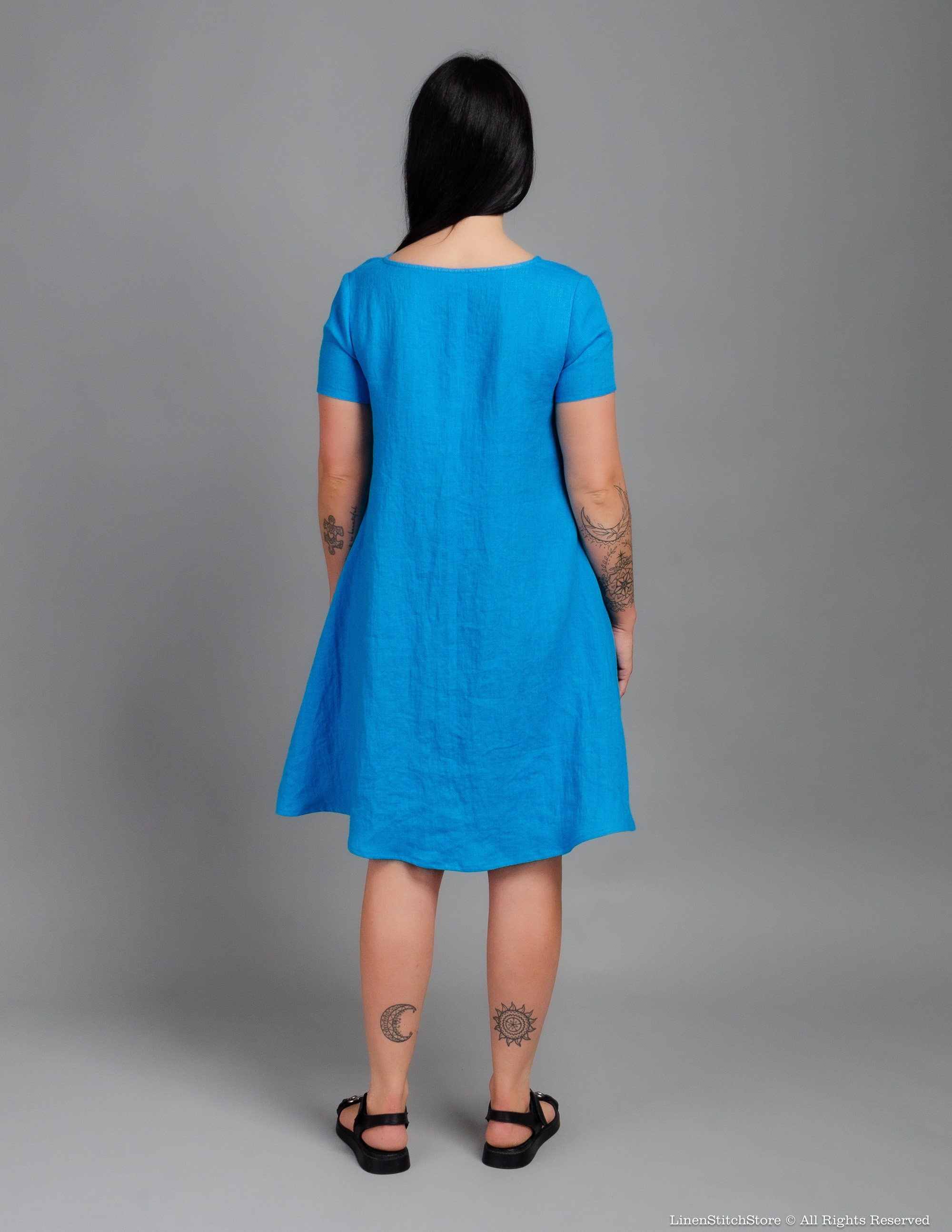 KIMBERLY Linen dress | Caribbean blue