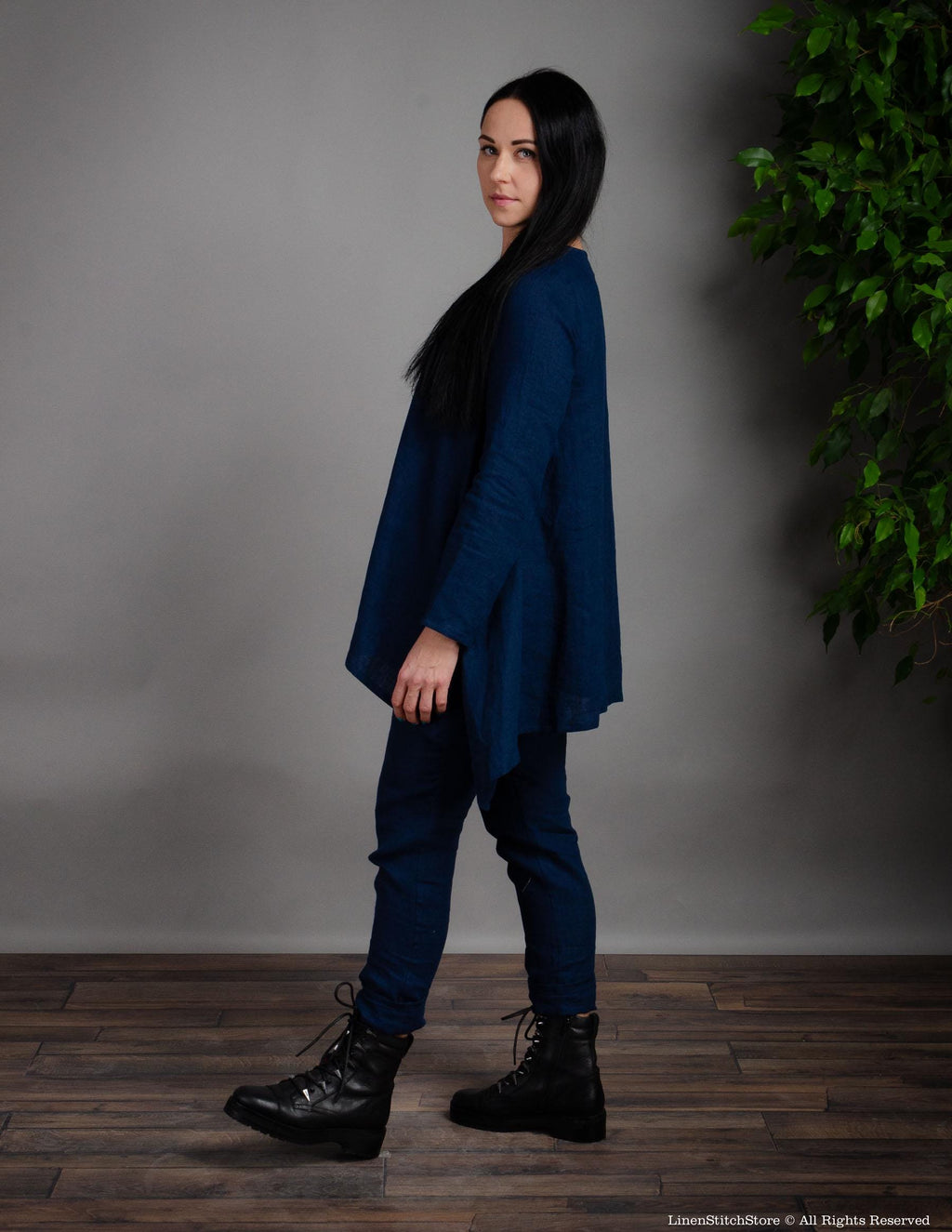 AURORA Linen tunic | Navy blue