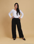 LEILA V-neck linen top | White