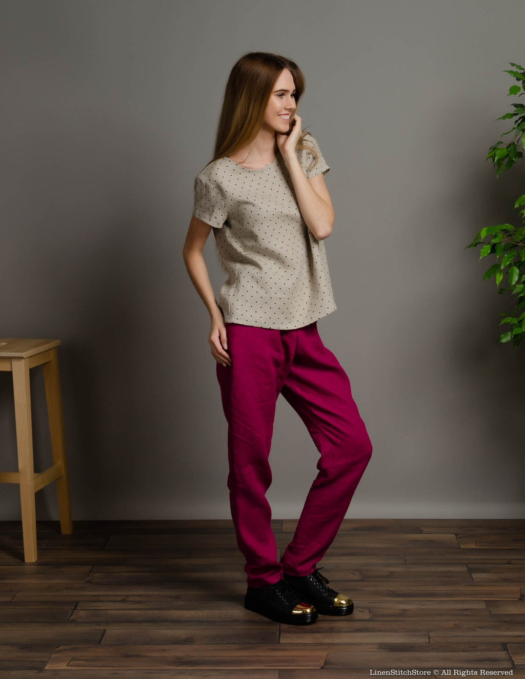 IEVA Linen top | Natural dots