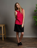 OLIVIA linen top | Raspberry dots