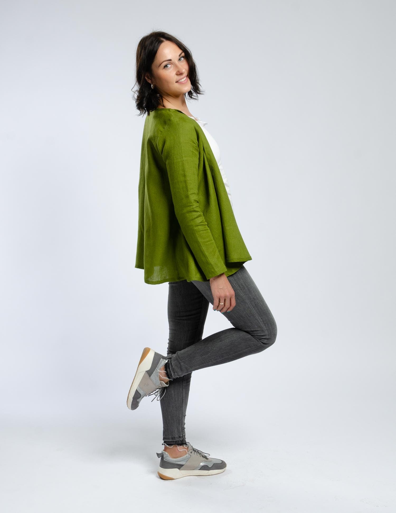 DENICE Wrap linen jacket | Olive