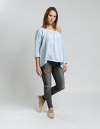 LUCIA oversized linen top |  Light blue