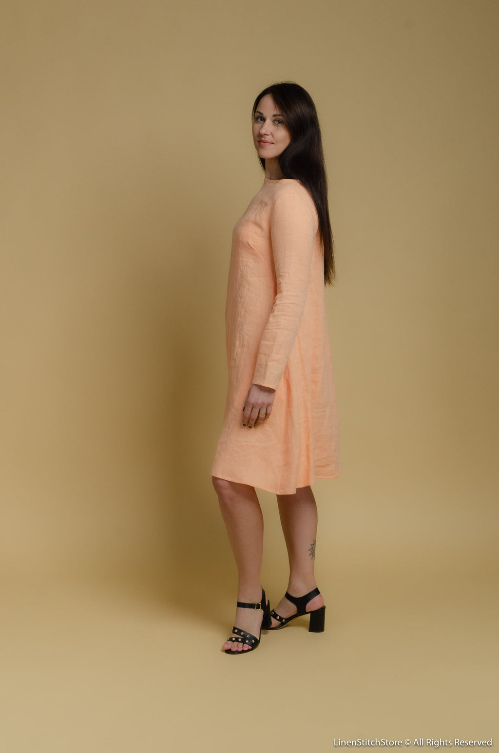 VERONICA Linen dress | Peach