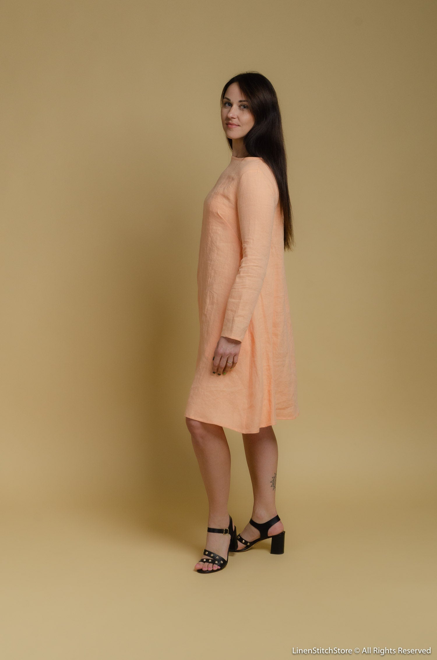 VERONICA Linen dress | Peach