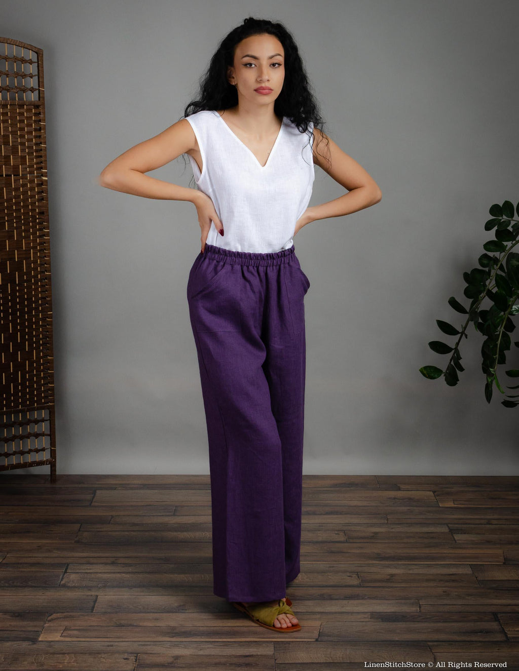 MONA Linen pants | Lavender