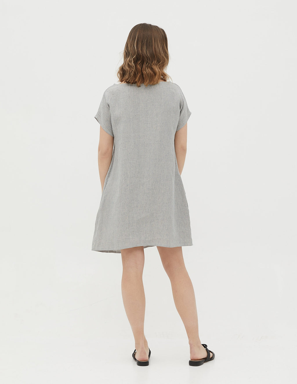SANDRA Linen dress | Navy stripes