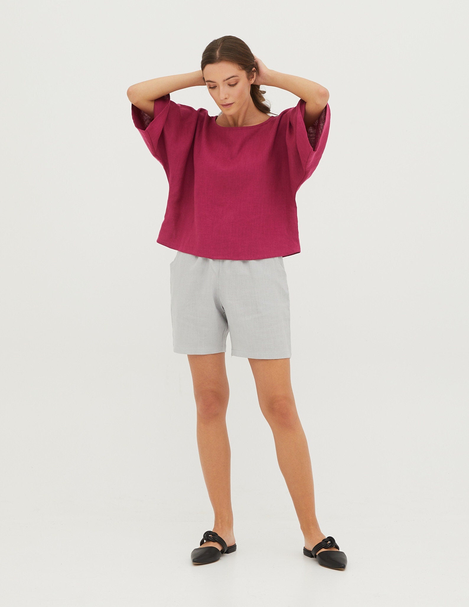 MARTHA oversized linen tunic | Rose