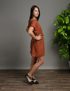SANDRA Linen dress | Hazelnut brown